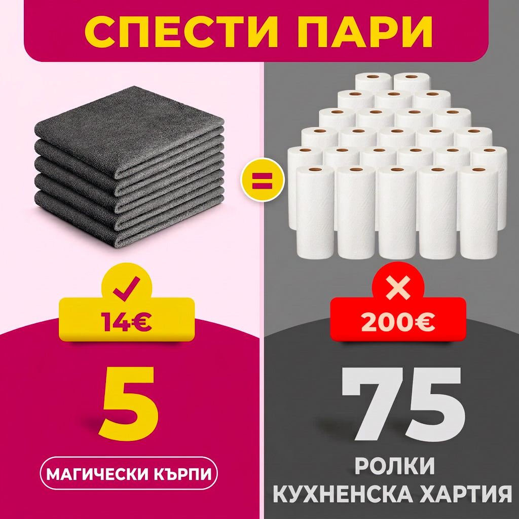 Микрофибърна магическа кърпа (комплект от 5 броя)